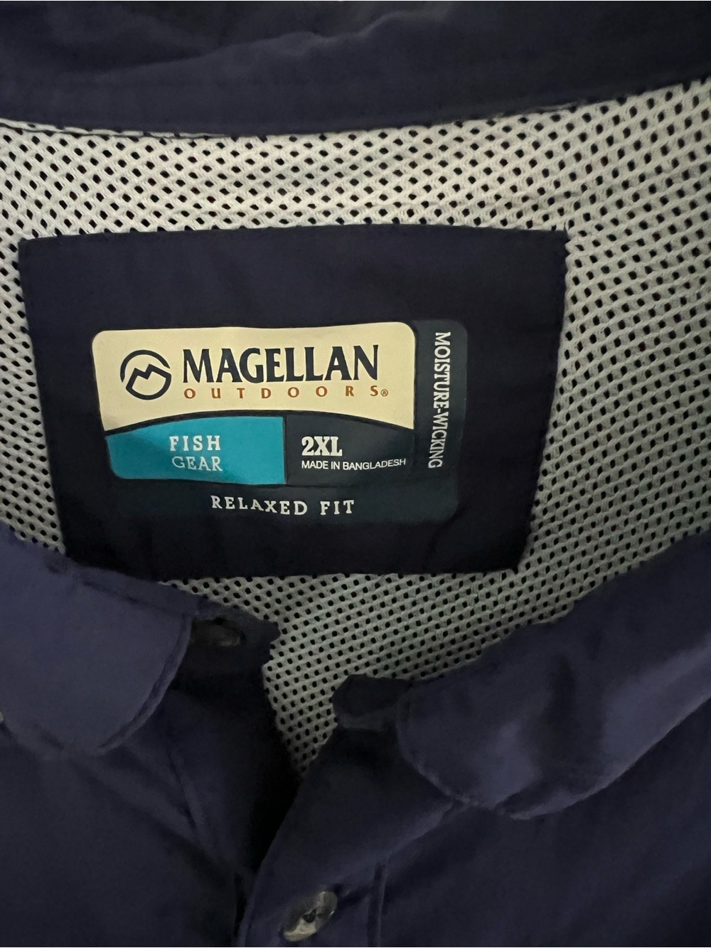 Magellan Outdoors Men's Navy Button-Front Fishing Shirt - Picture 3 of 4